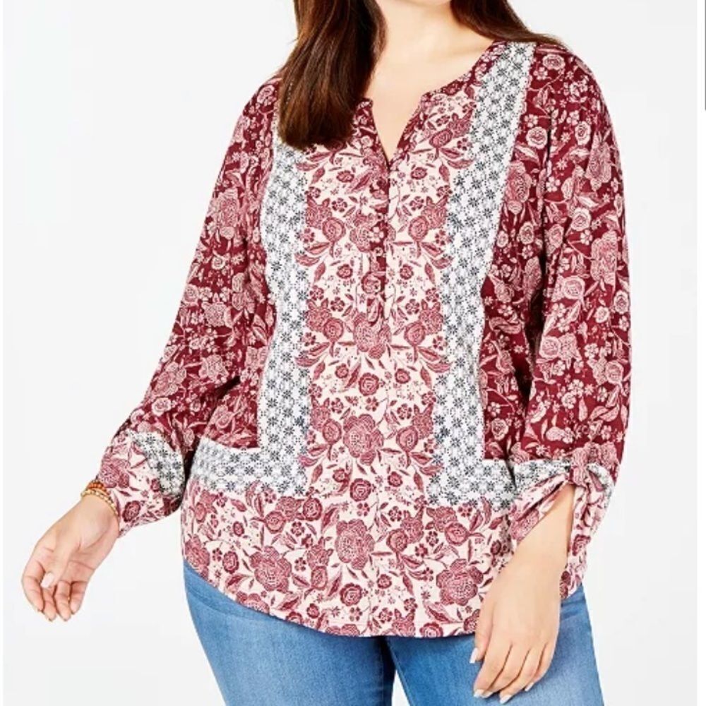 Style & Co Plus Size Printed Top Womens Size 0X